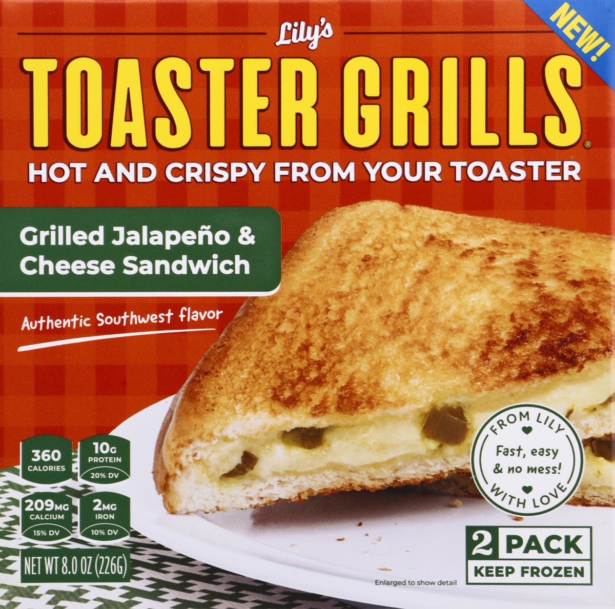 slide 1 of 9, Lilys Toaster Grills 2 Pack Grilled Jalapeno & Cheese Sandwich 8 oz, 2 ct