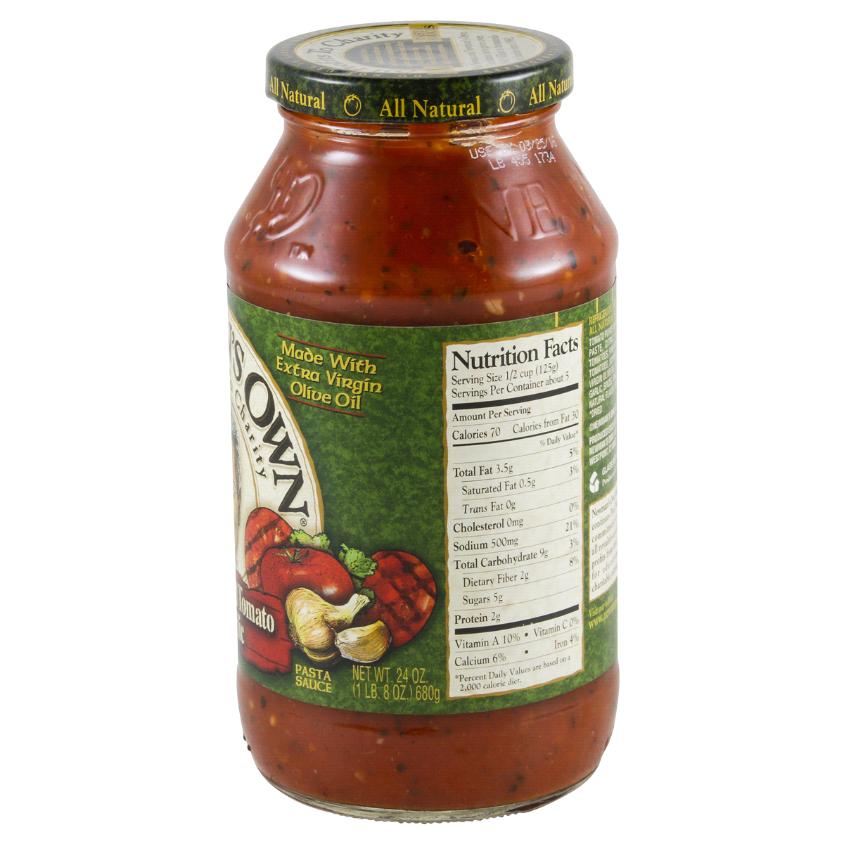 slide 3 of 4, Newman's Own Fire Roasted Tomato & Garlic Pasta Sauce, 24 oz