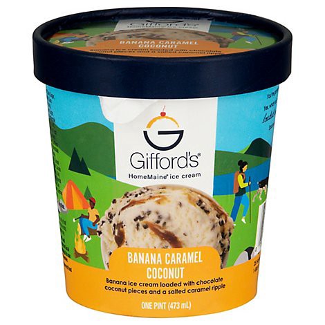 slide 1 of 1, Banana Ice Cream Loaded With Chocolate Coconut Pieces And A Salted Caramel Ripple - 1 Pint, 1 pint