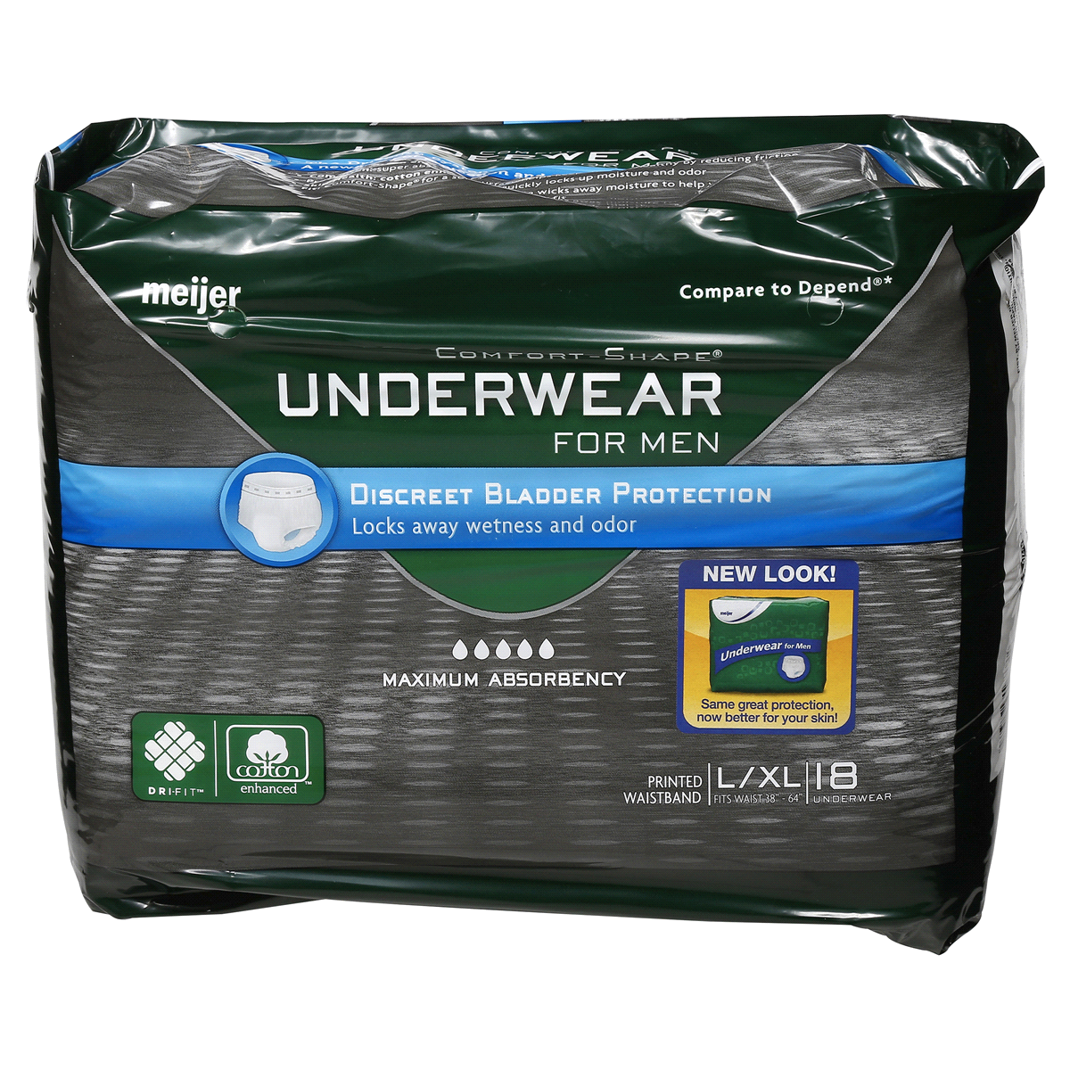 slide 5 of 6, Meijer Underwear for Men, Maximum Absorbency, Large/Extra Large, 16 ct