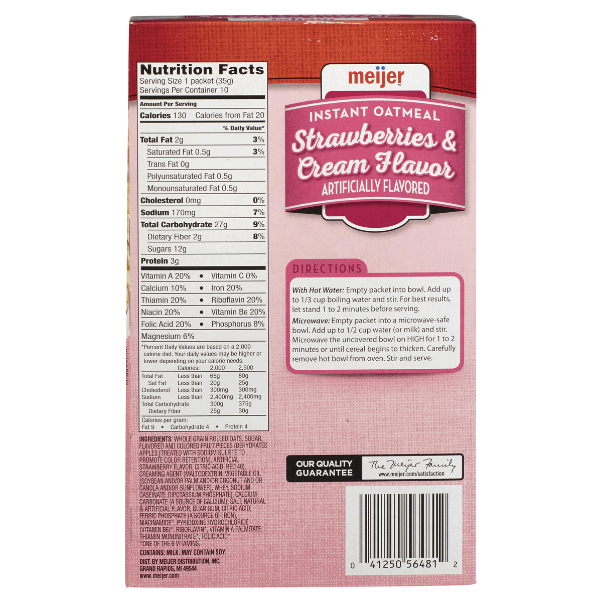 slide 2 of 2, Meijer Instant Oatmeal Strawberries & Cream, 12.3 oz