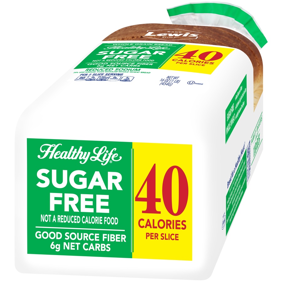 slide 3 of 8, Healthy Life Sugar Free 100% Whole Grain Wheat Bread, 16 oz