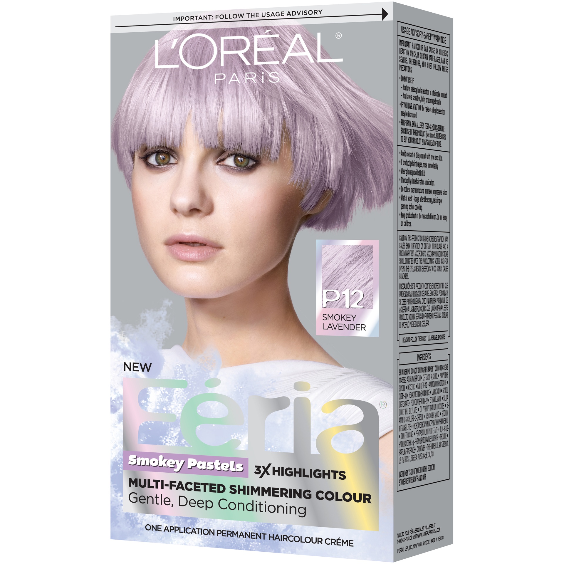 slide 3 of 7, L'Oréal Féria Smokey Pastels - P12 Smokey Lavender, 6.8 oz