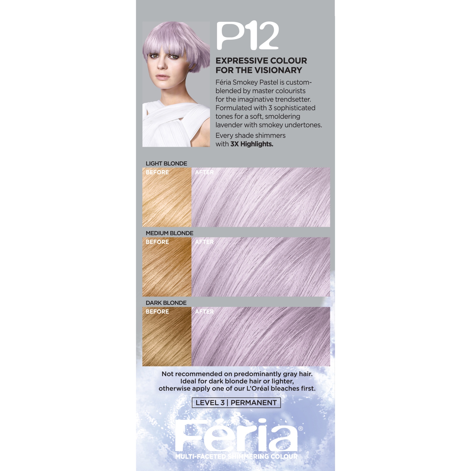 slide 4 of 7, L'Oréal Féria Smokey Pastels - P12 Smokey Lavender, 6.8 oz