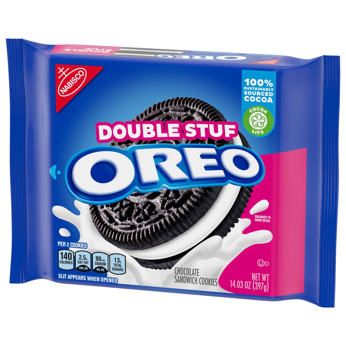 slide 3 of 9, OREO Double Stuf Chocolate Sandwich Cookies, 14.03 oz, 14.03 oz