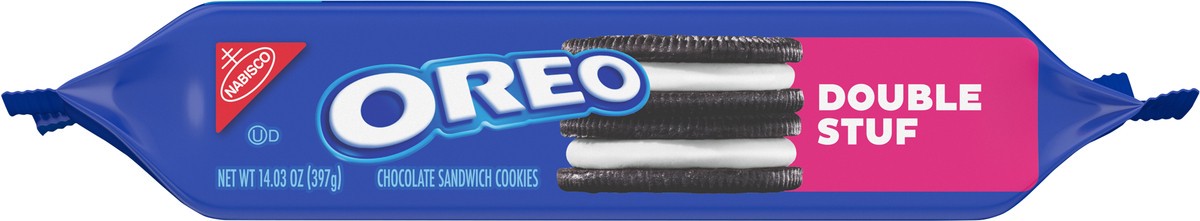 slide 7 of 9, OREO Double Stuf Chocolate Sandwich Cookies, 14.03 oz, 14.03 oz