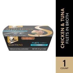 Sheba Selections Filets in Broth Premium Chicken & Tuna Recipe Cat Meal Complement 1.3 oz