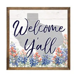 Texas Proud Welcome Y'all Wooden Frame Wall Décor