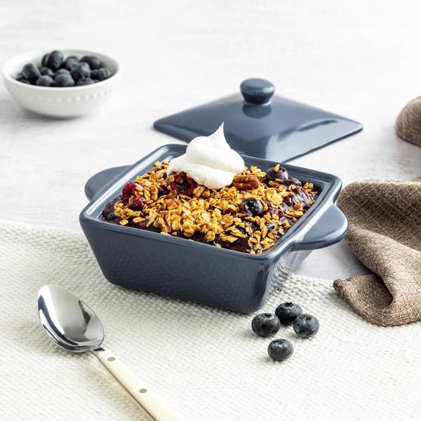 slide 1 of 1, Hy-Vee Seasons Mini Square Baker And Lid In Echo Blue, 1 ct