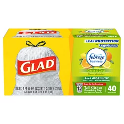 Glad Trash Bags Tall Kitchen Drawstring Odor Shield Lemon