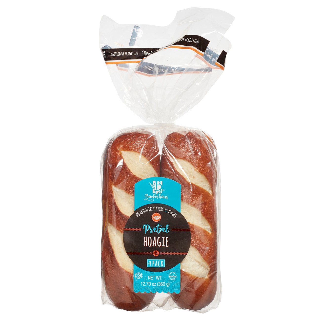 slide 1 of 1, Backerhaus Pretzel Hoagie Rolls, 4 ct