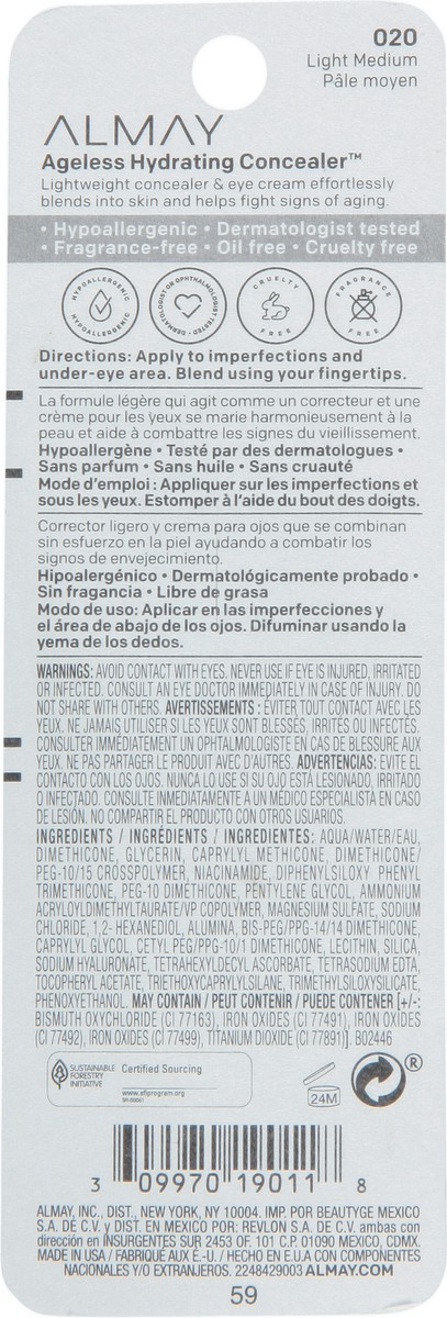 slide 6 of 12, Almay Ageless Hydrating 020 Light Medium Concealer 0.37 fl oz, 0.37 fl oz
