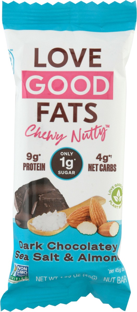 slide 6 of 9, Love Good Fats Chewy Nutty Dark Chocolatey Sea Salt & Almond Nut Bar 1.59 oz, 1.59 oz