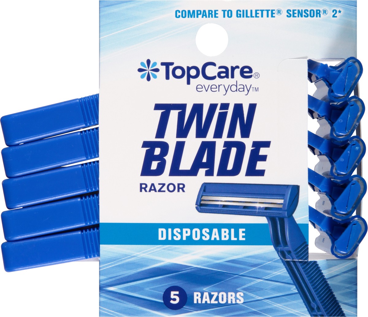 slide 1 of 9, TopCare Everyday Twin Blade Disposable Razors 5 ea, 5 ct