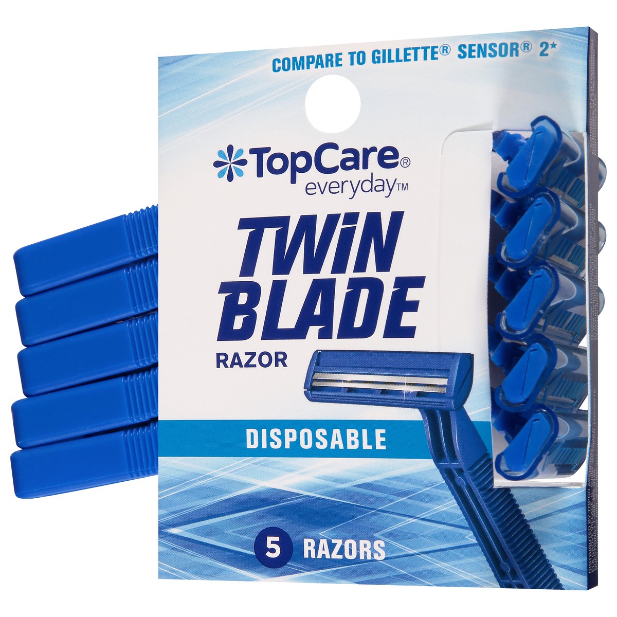 slide 4 of 9, TopCare Everyday Twin Blade Disposable Razors 5 ea, 5 ct