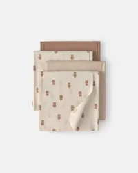Carters Baby 4-Pack Bear Receiving Blankets - Brown/Cream Brown/Cream OSZ