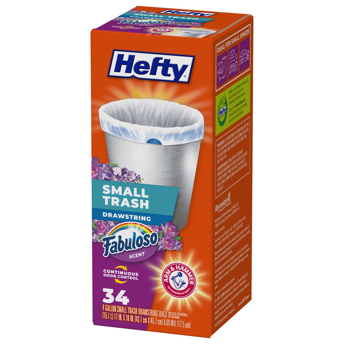 slide 2 of 9, Hefty 4 Gallon Drawstring Fabuloso Scent Small Trash Bags 34 Bags, 34 ct