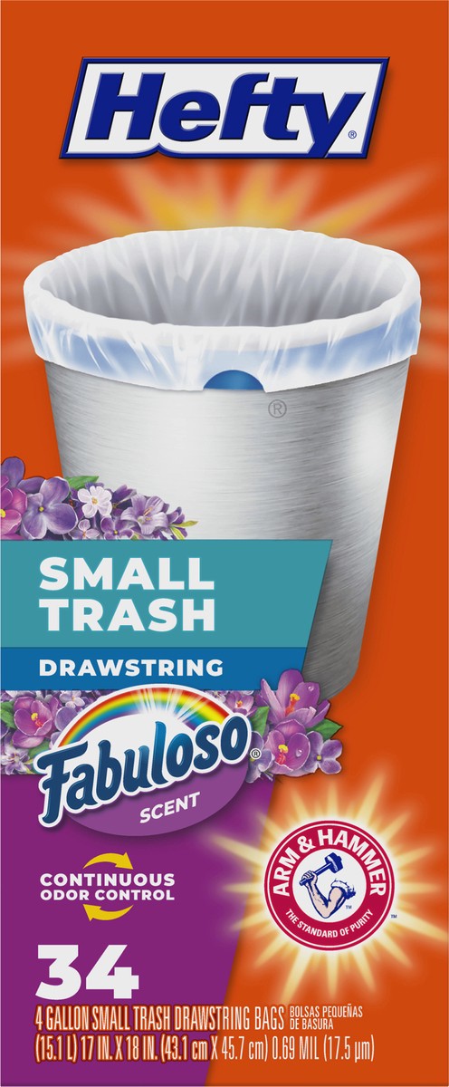 slide 8 of 9, Hefty 4 Gallon Drawstring Fabuloso Scent Small Trash Bags 34 Bags, 34 ct