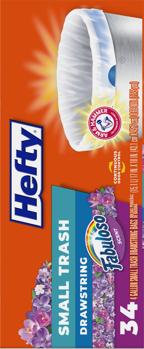 slide 6 of 9, Hefty 4 Gallon Drawstring Fabuloso Scent Small Trash Bags 34 Bags, 34 ct