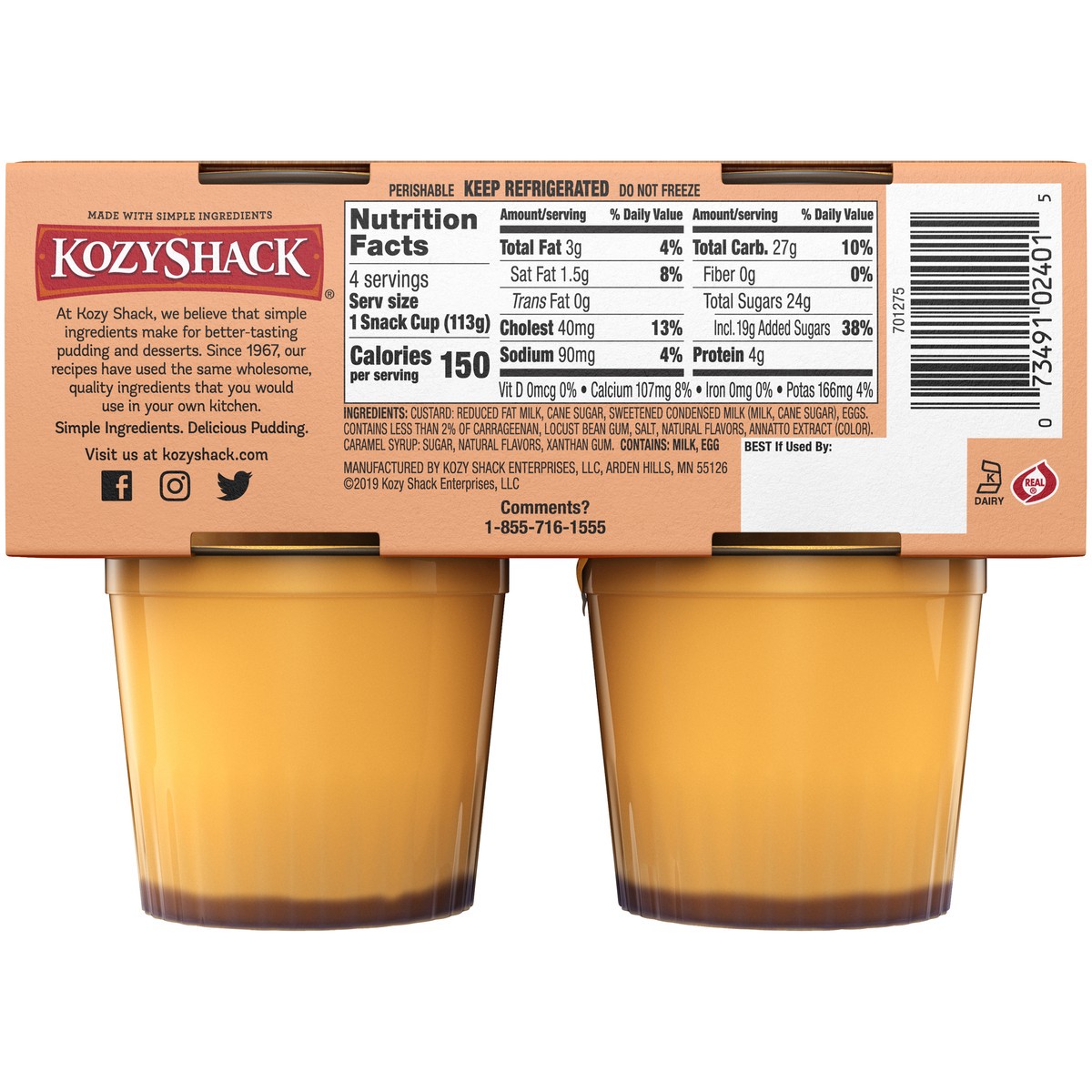 slide 10 of 14, Kozy Shack Creme Caramel Flan Snack Cups, Gluten Free Dessert, 4 oz, 4 Count, 4 ct
