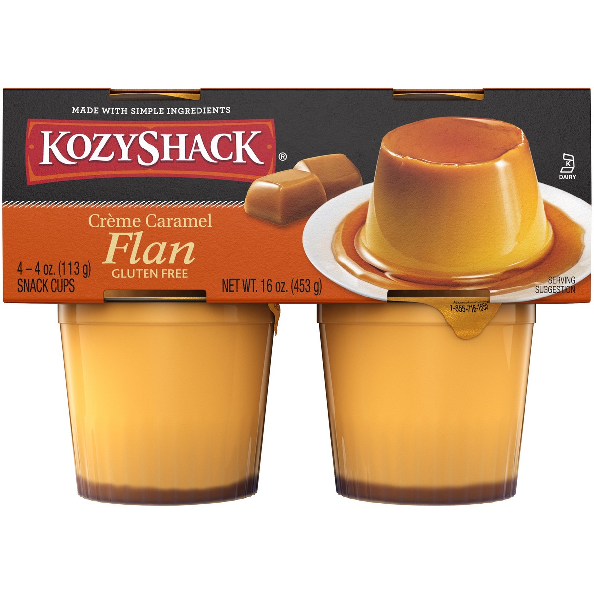 slide 12 of 14, Kozy Shack Creme Caramel Flan Snack Cups, Gluten Free Dessert, 4 oz, 4 Count, 4 ct