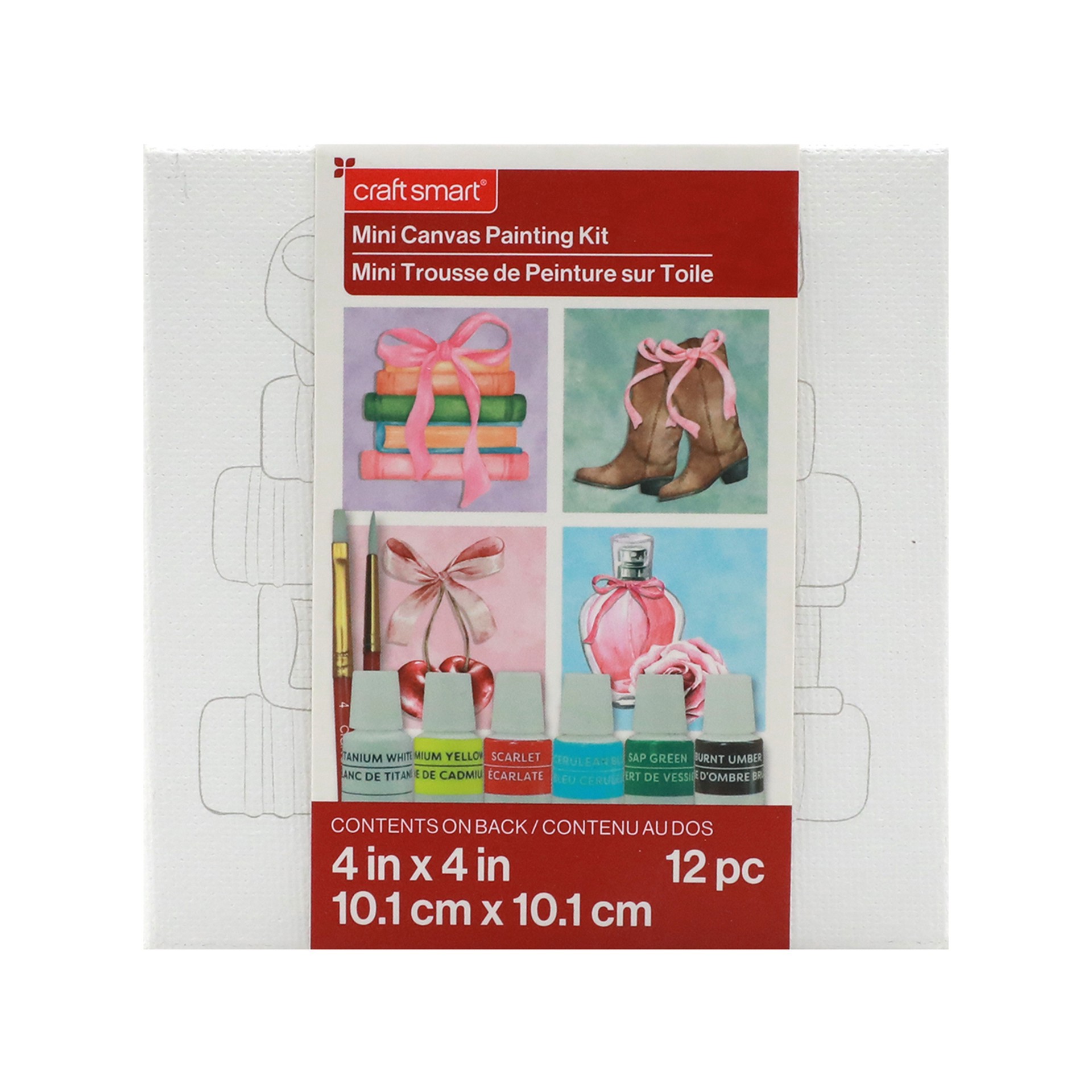 slide 5 of 8, 4" X 4" Bows Canvas Painting Kit By Craft Smart, 4 in x 4 in