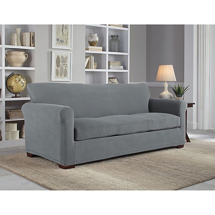 slide 1 of 1, Perfect Fit NeverWet Luxury Sofa Slipcover - Grey, 3 ct