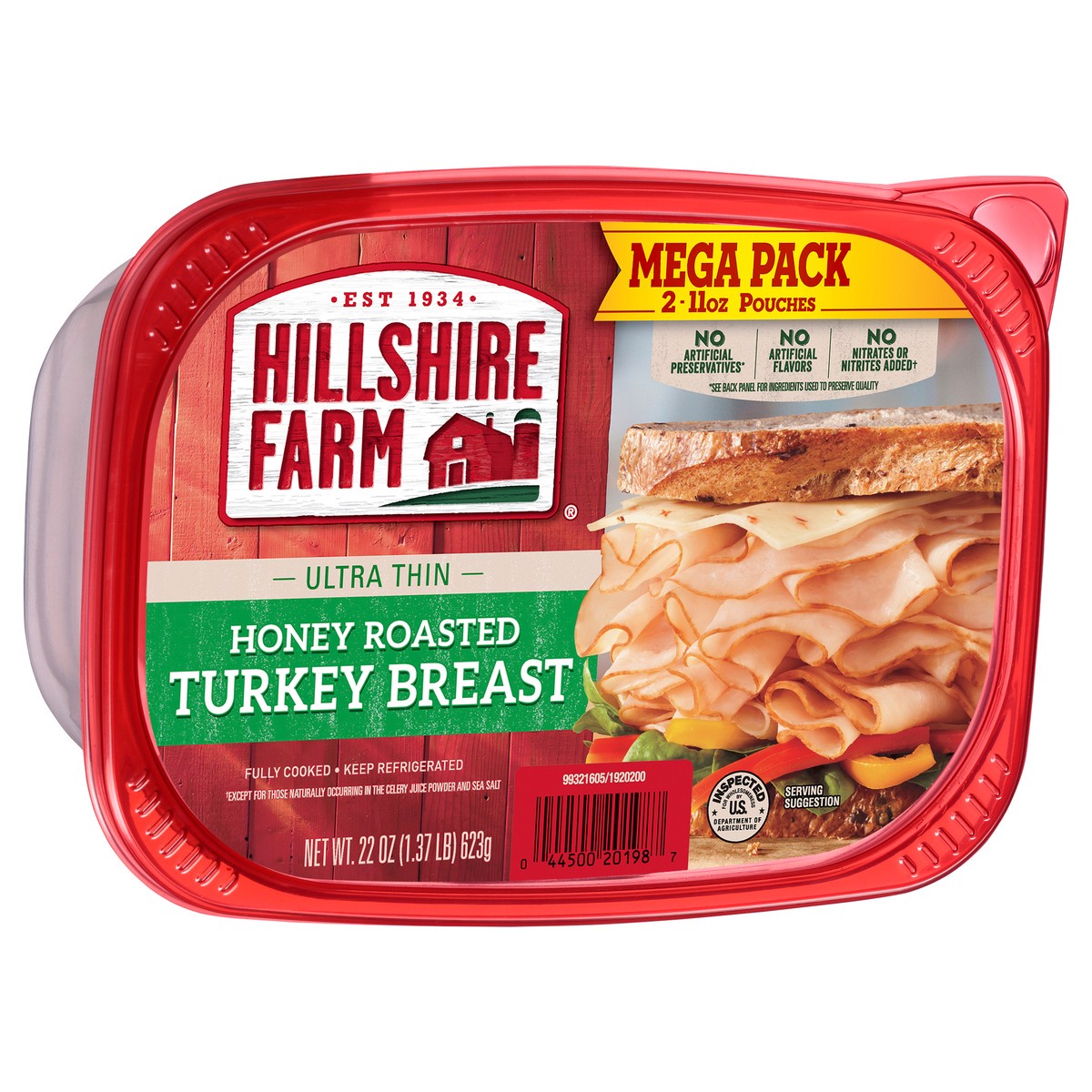 slide 6 of 8, Hillshire Farm Ultra Thin Sliced Honey Roasted Turkey Breast Sandwich Meat, 22 oz, 623.69 g