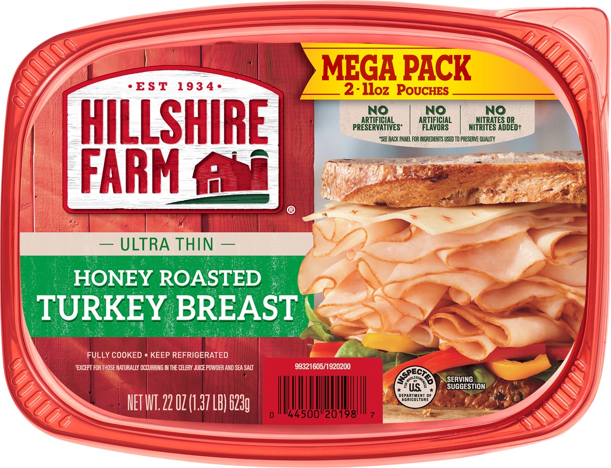 slide 8 of 8, Hillshire Farm Ultra Thin Sliced Honey Roasted Turkey Breast Sandwich Meat, 22 oz, 623.69 g