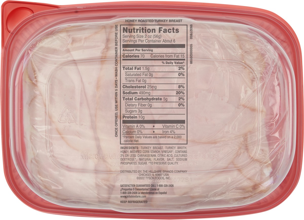 slide 3 of 8, Hillshire Farm Ultra Thin Sliced Honey Roasted Turkey Breast Sandwich Meat, 22 oz, 623.69 g