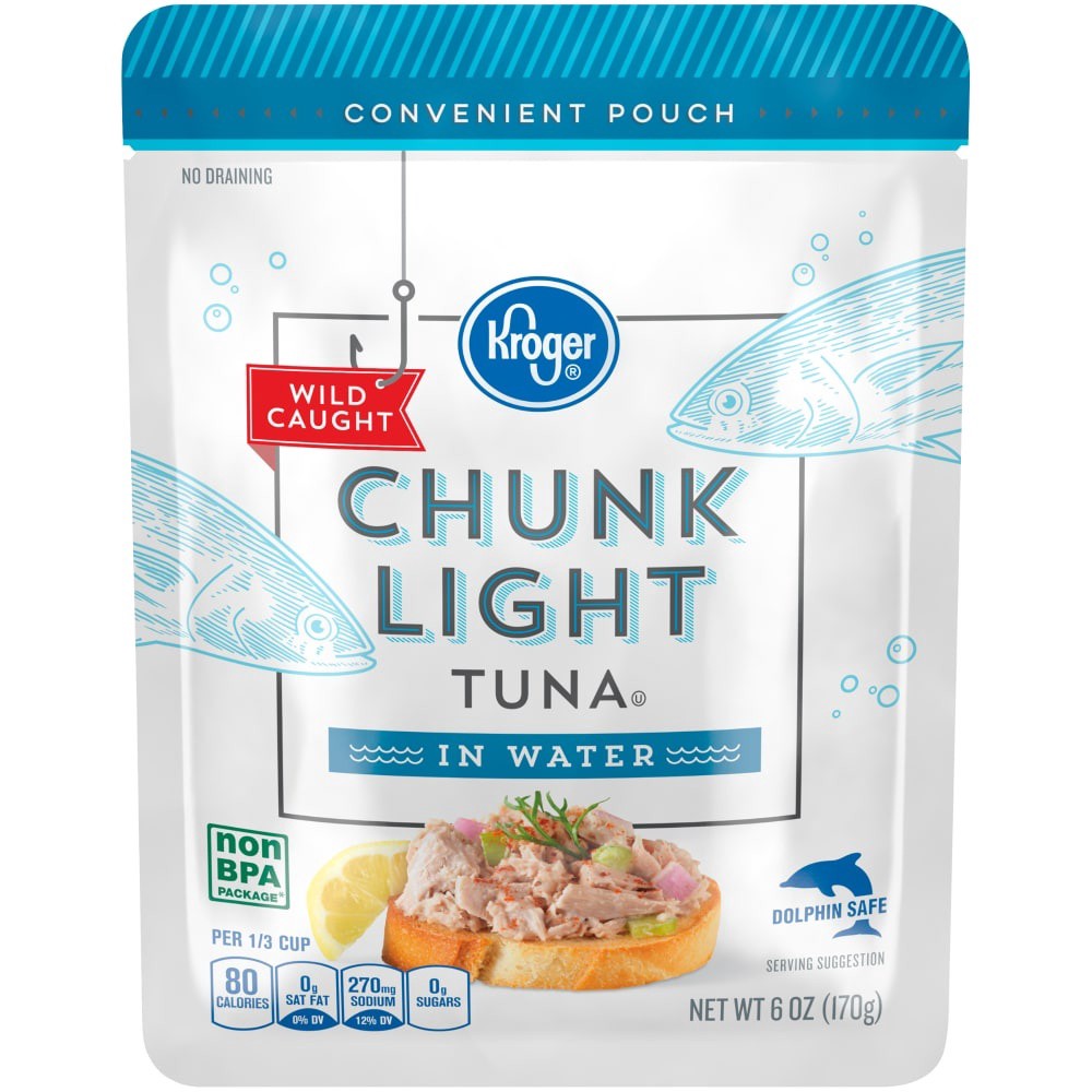 slide 3 of 4, Kroger Wild Caught Chunk Light Tuna In Water Pouch, 6 oz