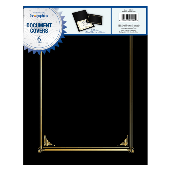 slide 2 of 6, Geographics 30% Recycled Document Covers, 9 3/4'' X 12 1/2'', Black, Pack Of 6, 6 ct