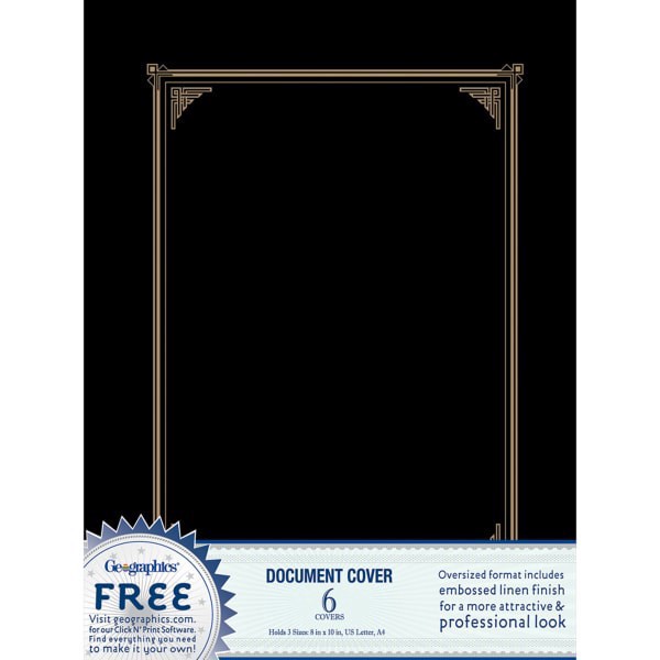 slide 6 of 6, Geographics 30% Recycled Document Covers, 9 3/4'' X 12 1/2'', Black, Pack Of 6, 6 ct