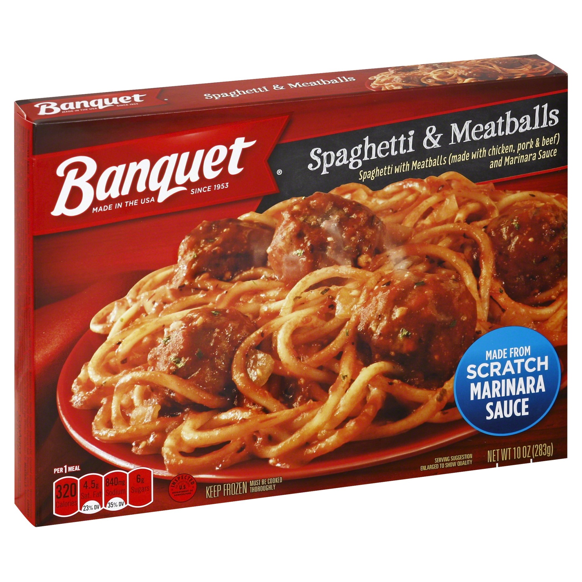 slide 1 of 1, Banquet Spaghetti with Meatballs and Sauce, 9 oz