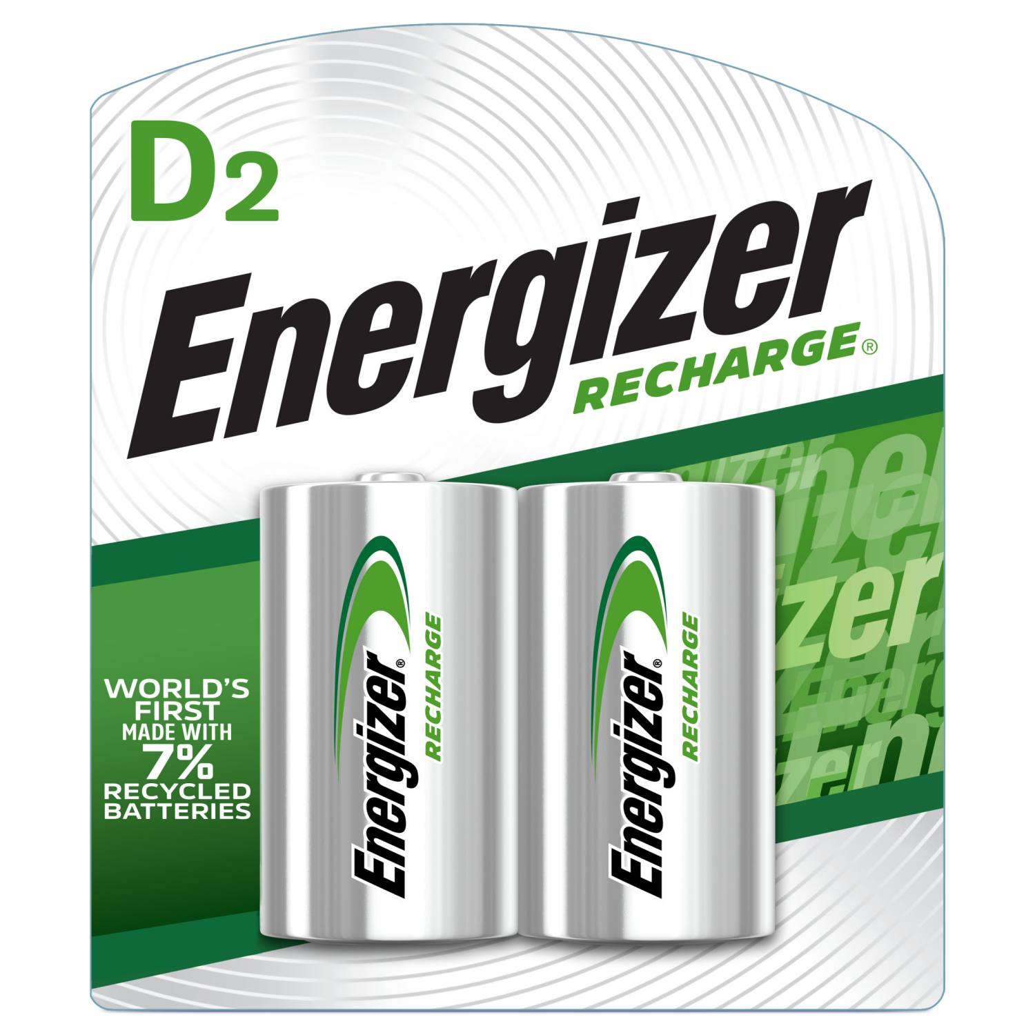 slide 1 of 2, Energizer Recharge D Rechargeable Batteries 2-Pack, 2 ct