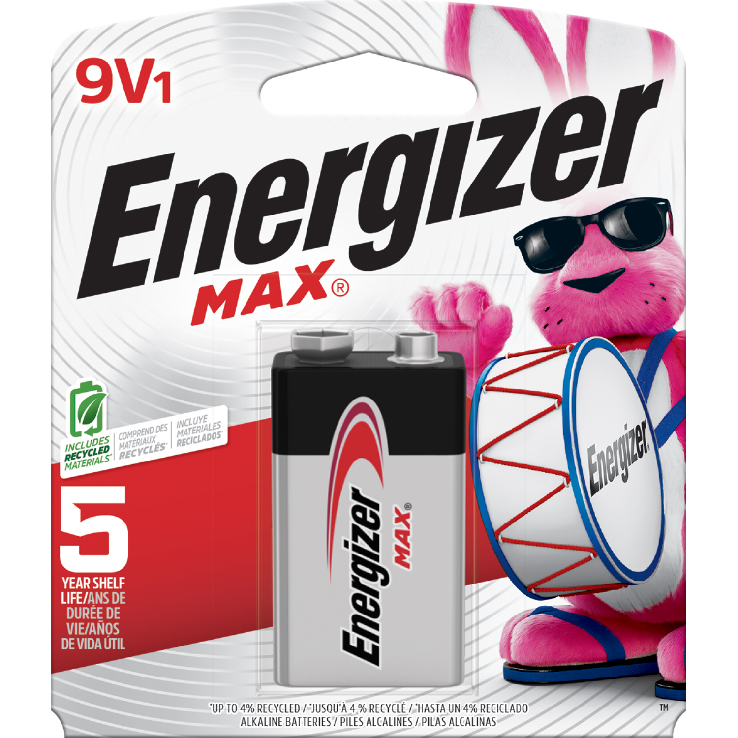 slide 1 of 2, Energizer MAX 9V Batteries (1 Pack), 9 Volt Alkaline Batteries, 1 ct