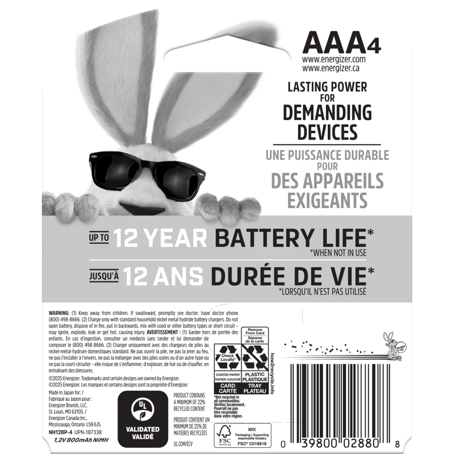 slide 2 of 2, Energizer Rechargeable AAA Batteries (4 Pack) 800 mAh Triple A Batteries, 4 ct