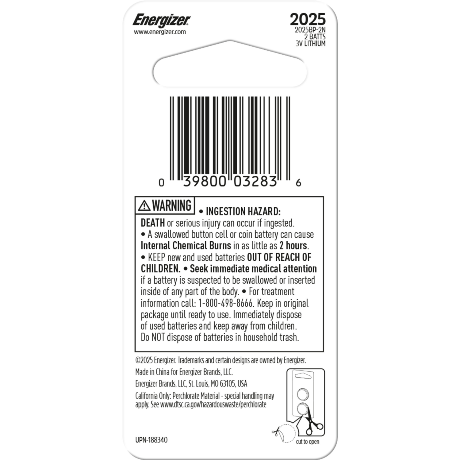 slide 2 of 2, Energizer 2025 Batteries (2 Pack), 3V Lithium Coin Batteries, 2 ct