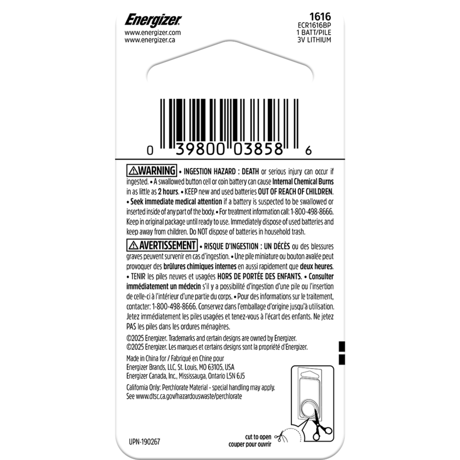 slide 2 of 2, Energizer 1616 Lithium Coin Battery, 1 Pack, 1 ct