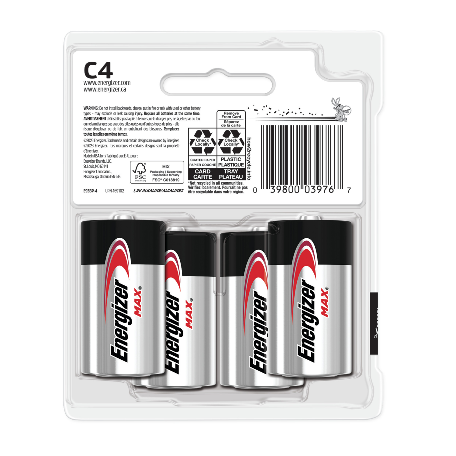 slide 2 of 2, Energizer MAX C Batteries (4 Pack), C Cell Alkaline Batteries, 4 ct