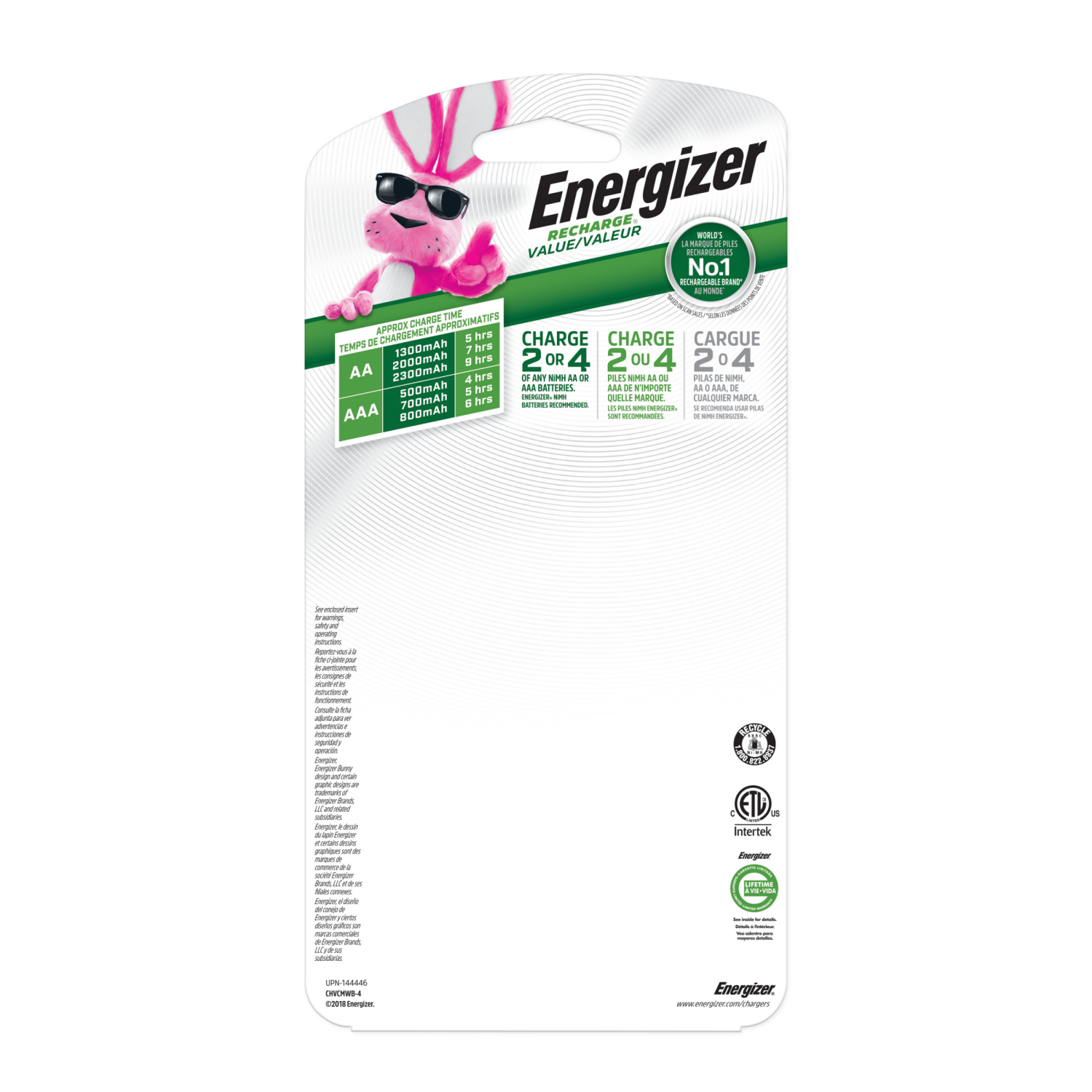 slide 2 of 2, Energizer Recharge Value Charger for NiMH Rechargeable AA and AAA Batteries, 1 ct