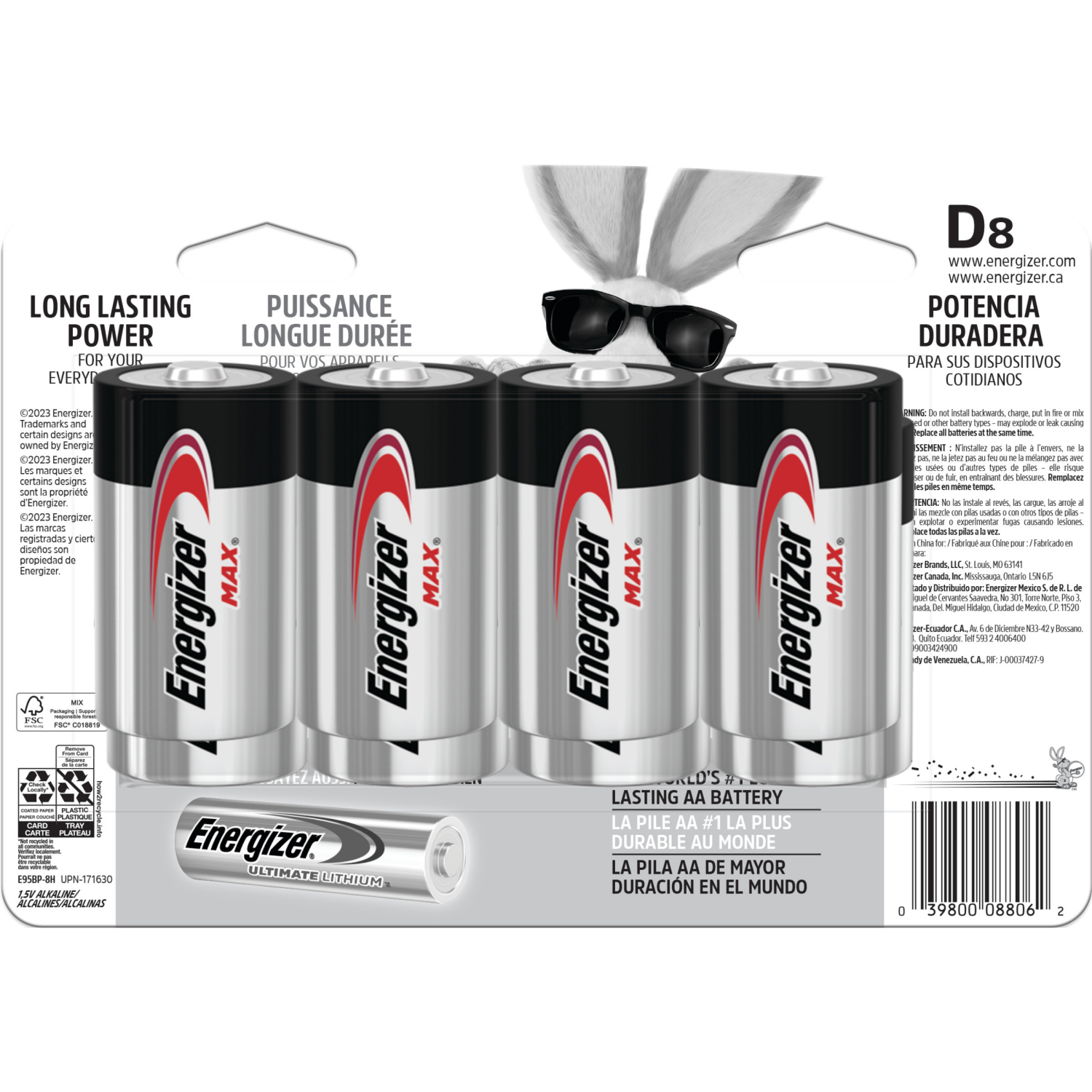 slide 2 of 2, Energizer Max D Alkaline Battery 8 ea, 8 ct