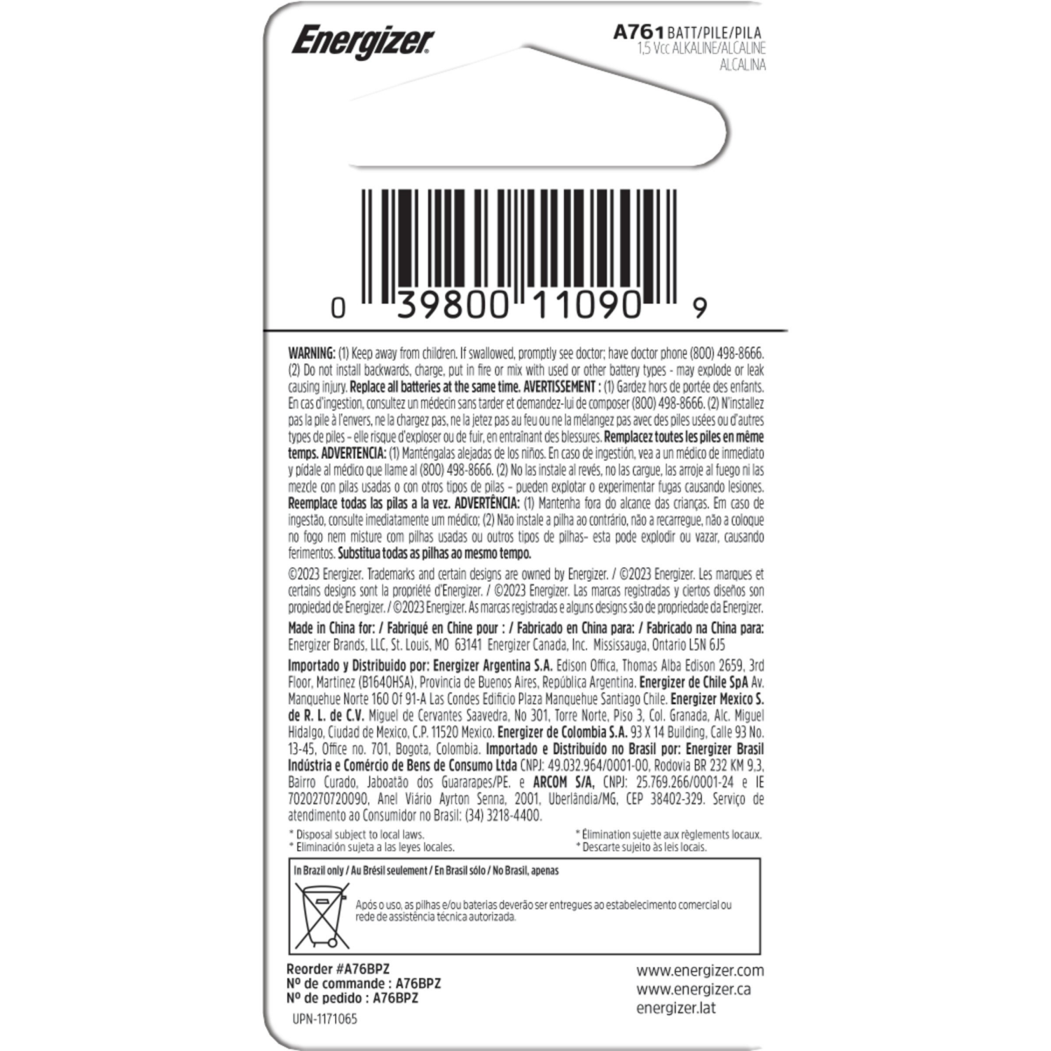 slide 2 of 2, Energizer A76 Watch/Photo Battery, 1 ct