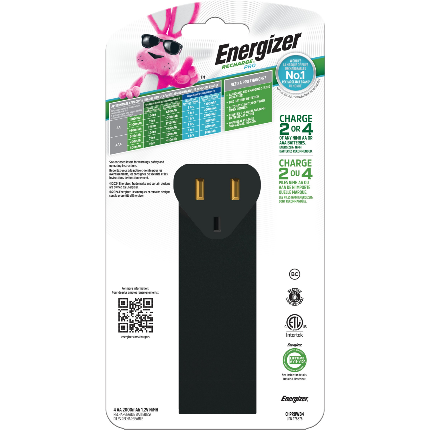 slide 2 of 2, Energizer Recharge Pro AA Batteries with Charger 5 pieces, 1 ct