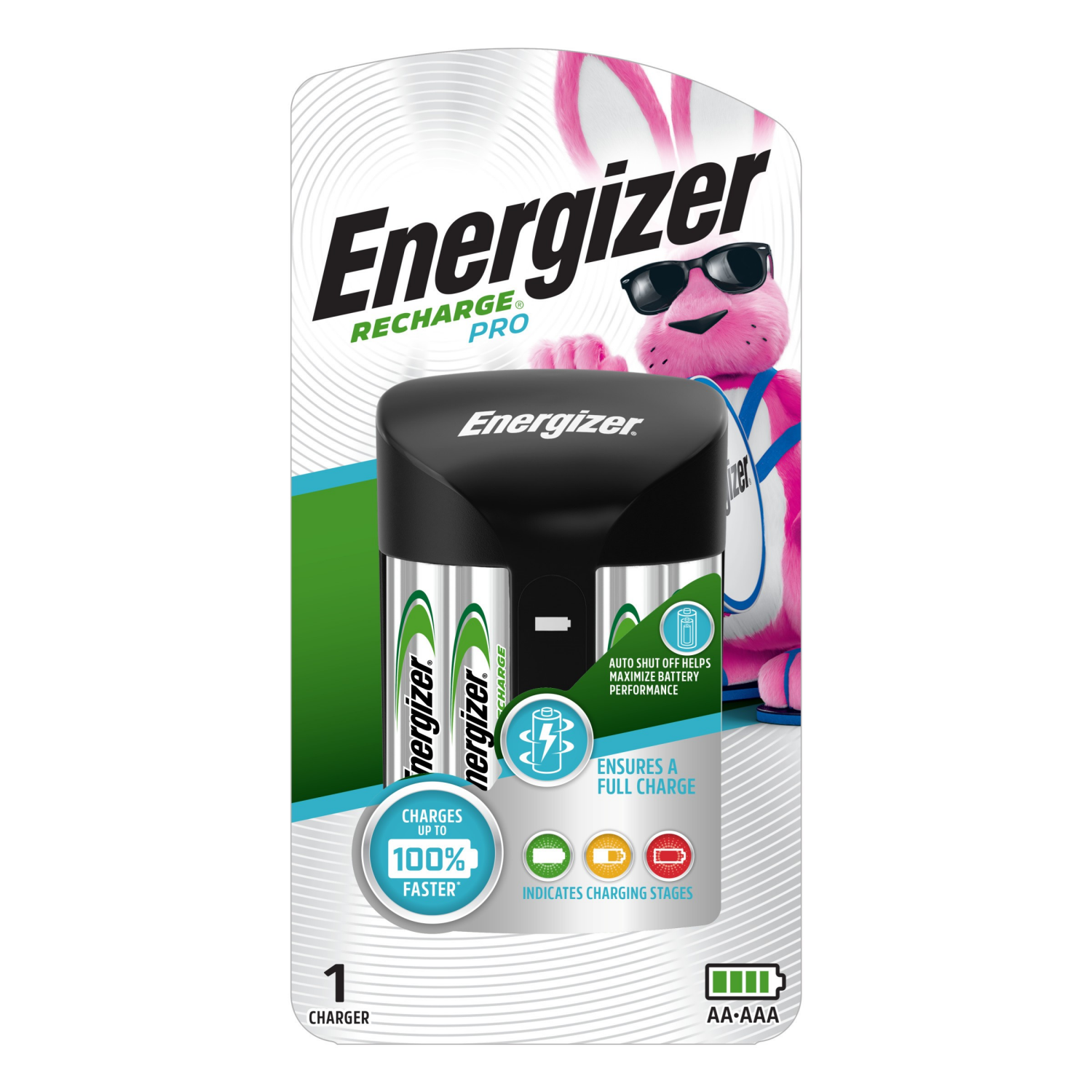 slide 1 of 2, Energizer Recharge Pro AA Batteries with Charger 5 pieces, 1 ct