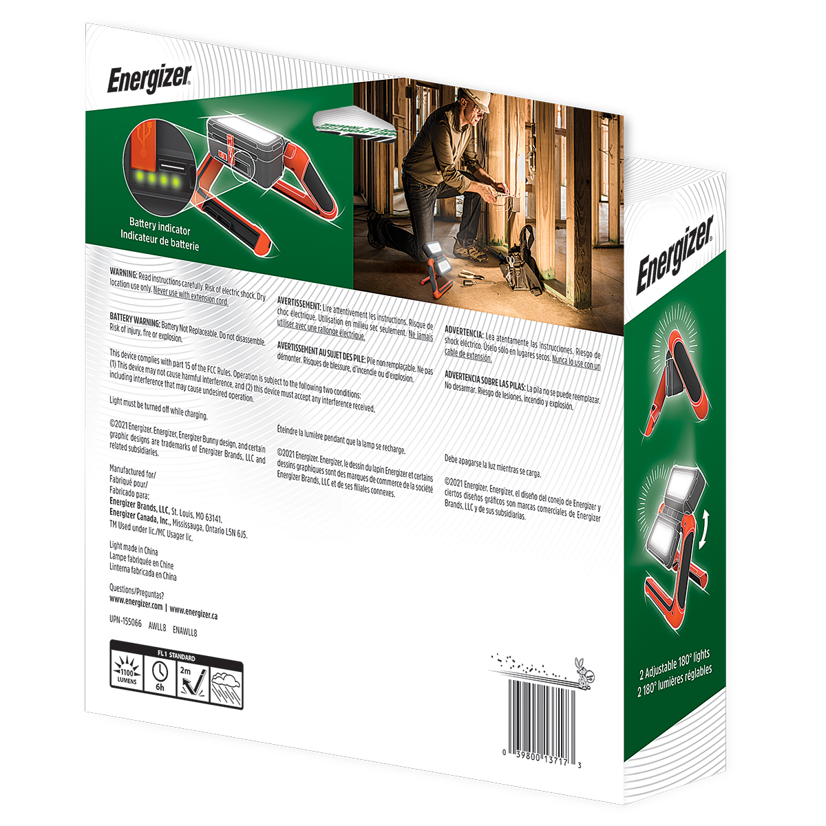 slide 2 of 2, Energizer LED Rechargeable Panel Work Light, 1 ct