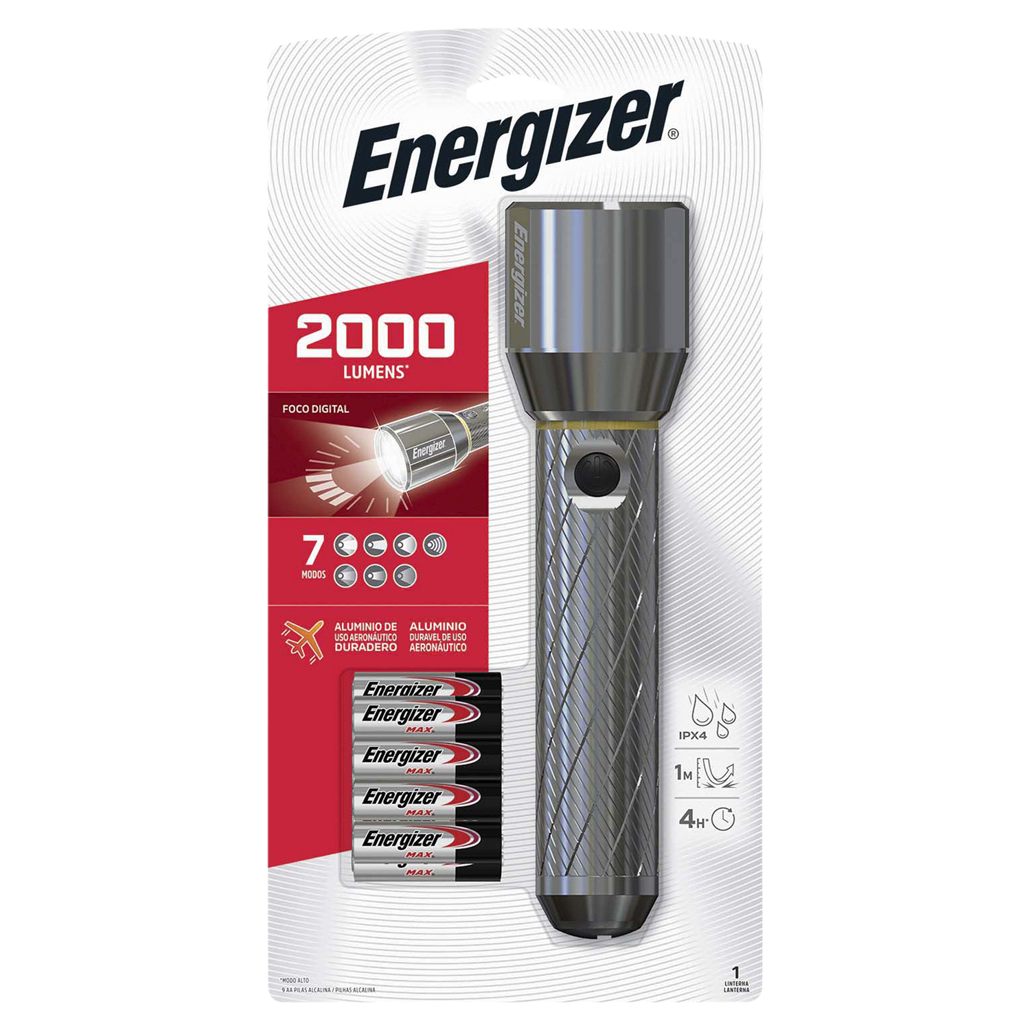 slide 1 of 2, Energizer Vision HD Ultra LED Flashlight, 2000 Lumens, IPX4 Water Resistant, Aircraft-Grade Aluminum LED Light, Great Camping Flashlight, Batteries Included, 1 ct