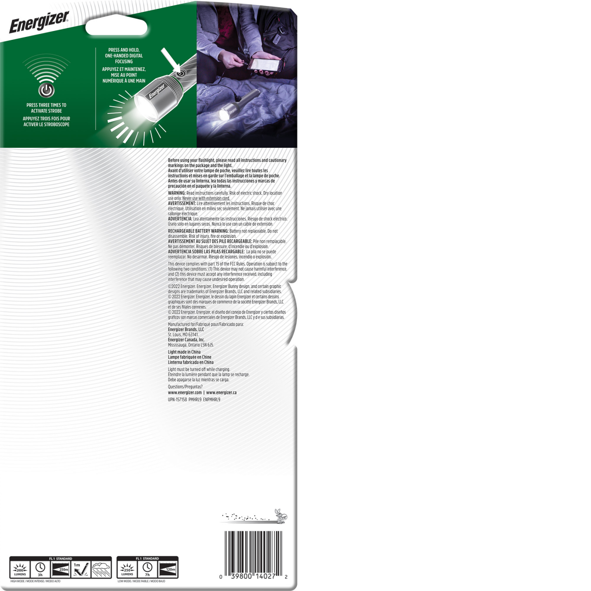 slide 2 of 2, Energizer Rechargeable LED Flashlight, 2000 Lumen, Excellent Emergency Light, 1 ct