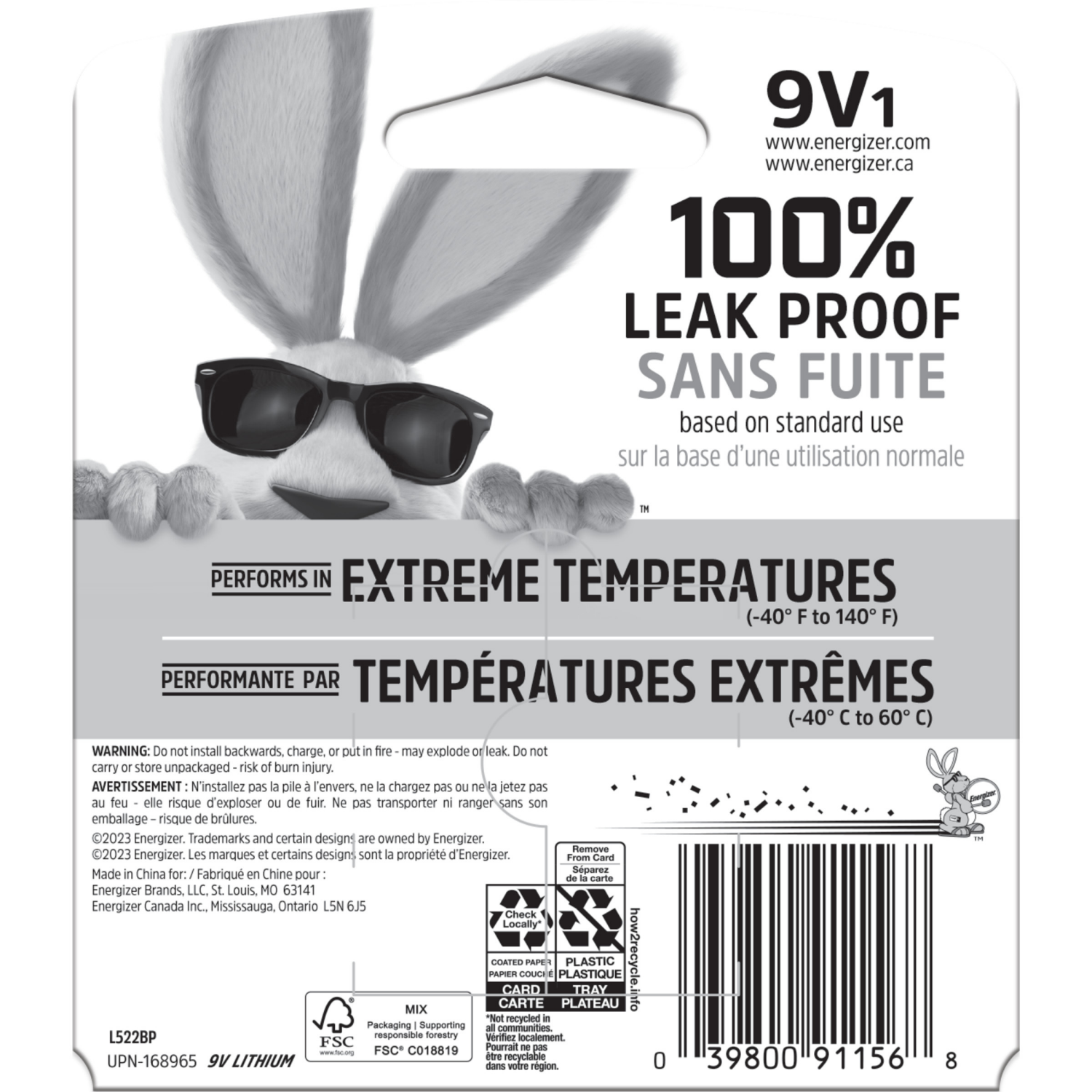 slide 2 of 2, Energizer Lithium 9V Batteries (1 Pack), Lithium 9 Volt Batteries, 1 ct