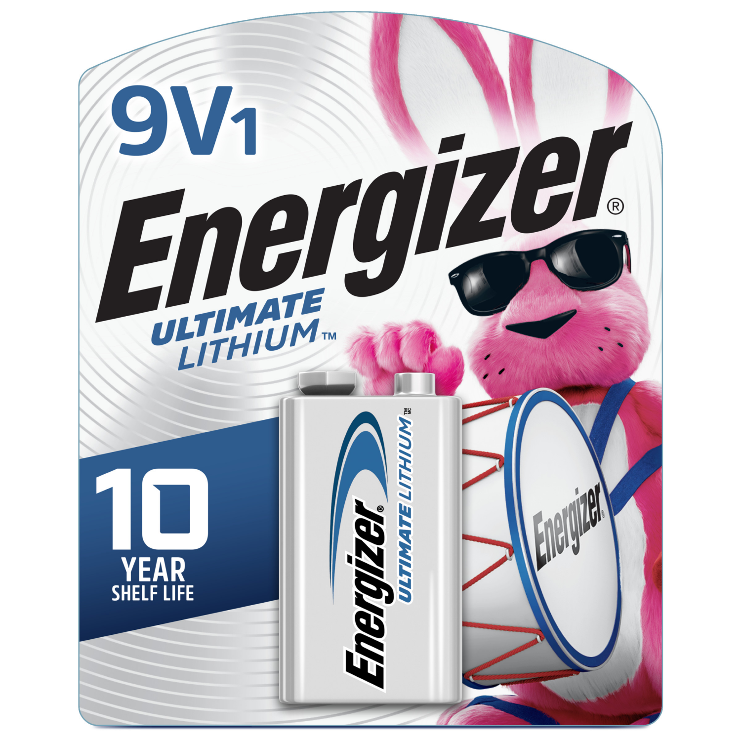 slide 1 of 2, Energizer Lithium 9V Batteries (1 Pack), Lithium 9 Volt Batteries, 1 ct